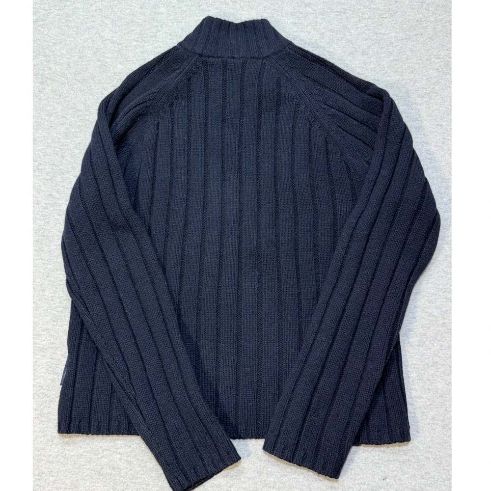 Abercrombie & Fitch Mens XL Navy Blue Lambswool Ribbed Quarter Zip Sweater Y2K